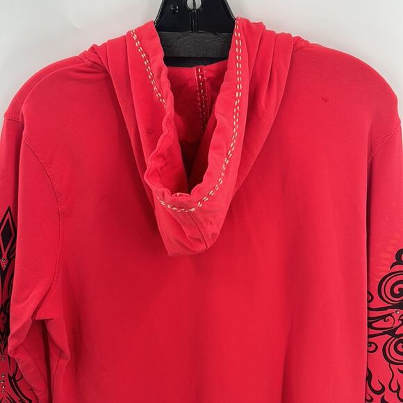 Harley Davidson Women's Red Zip Hoodie with Bling & Flames  Size XL - Picture 10 of 15